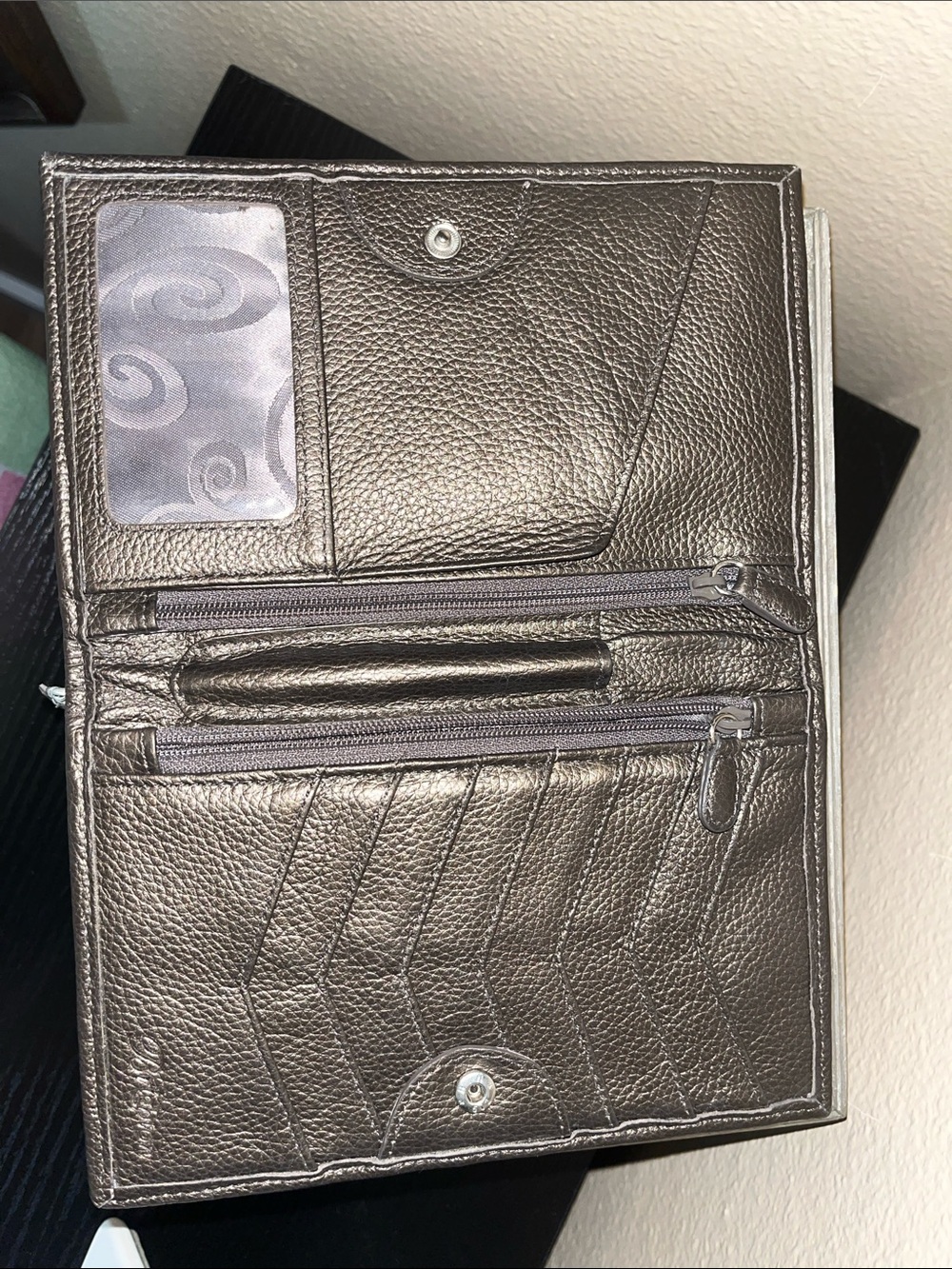 Brighton Metallic Pewter Leather Accordion Wallet